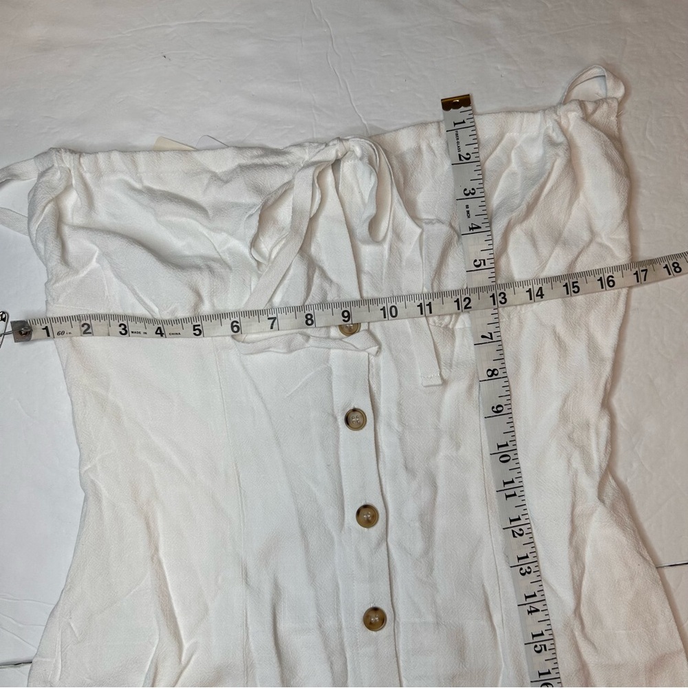 Commense Elegant White Sleeveless Darling Linen Plain Mini Dress Size M - Picture 7 of 17